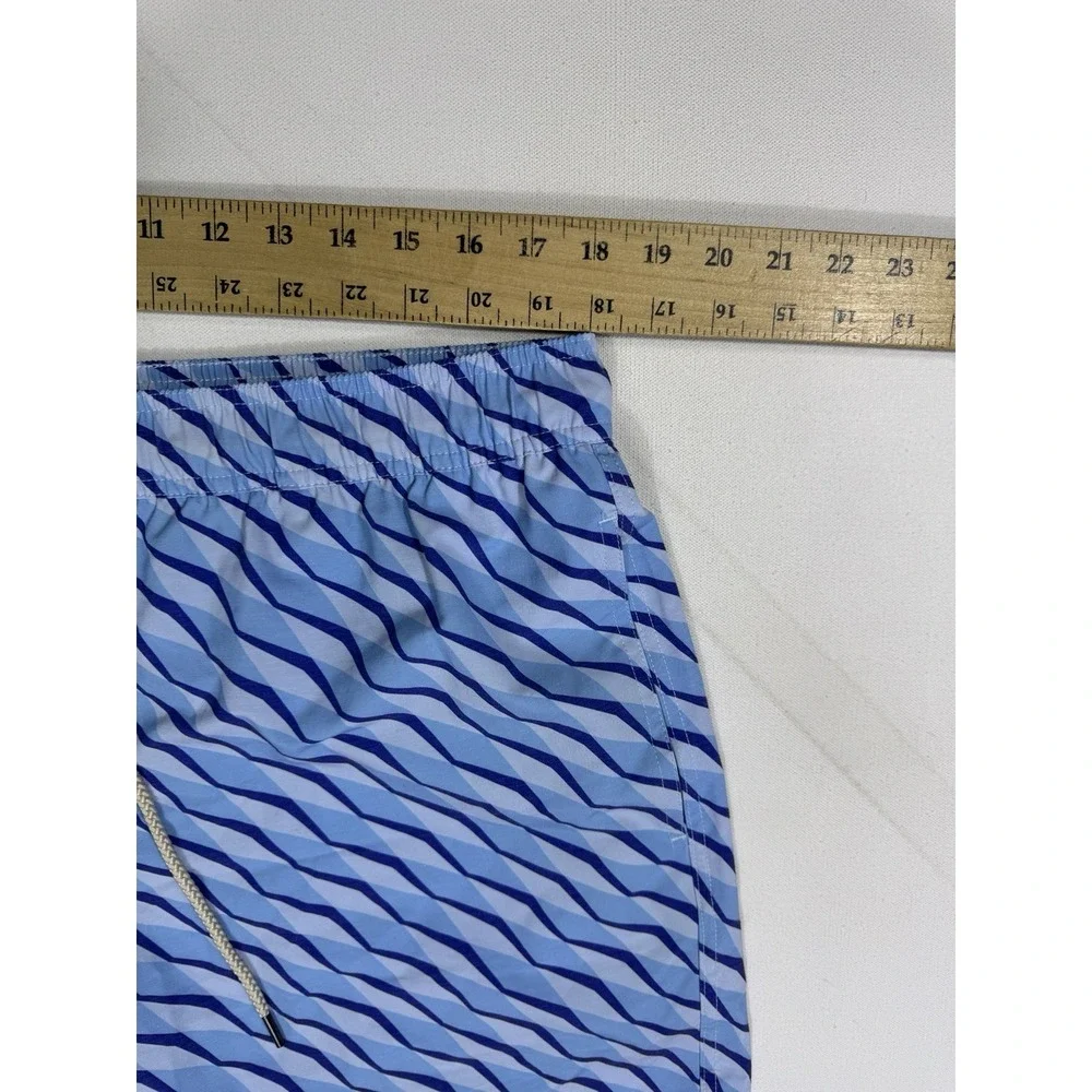 Fair Harbor Swim Trunks Mens 2XL Lined Shorts 7” Beach Blue Geometric Resort